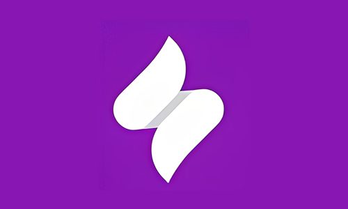 Minimalist white design with purple backdrop