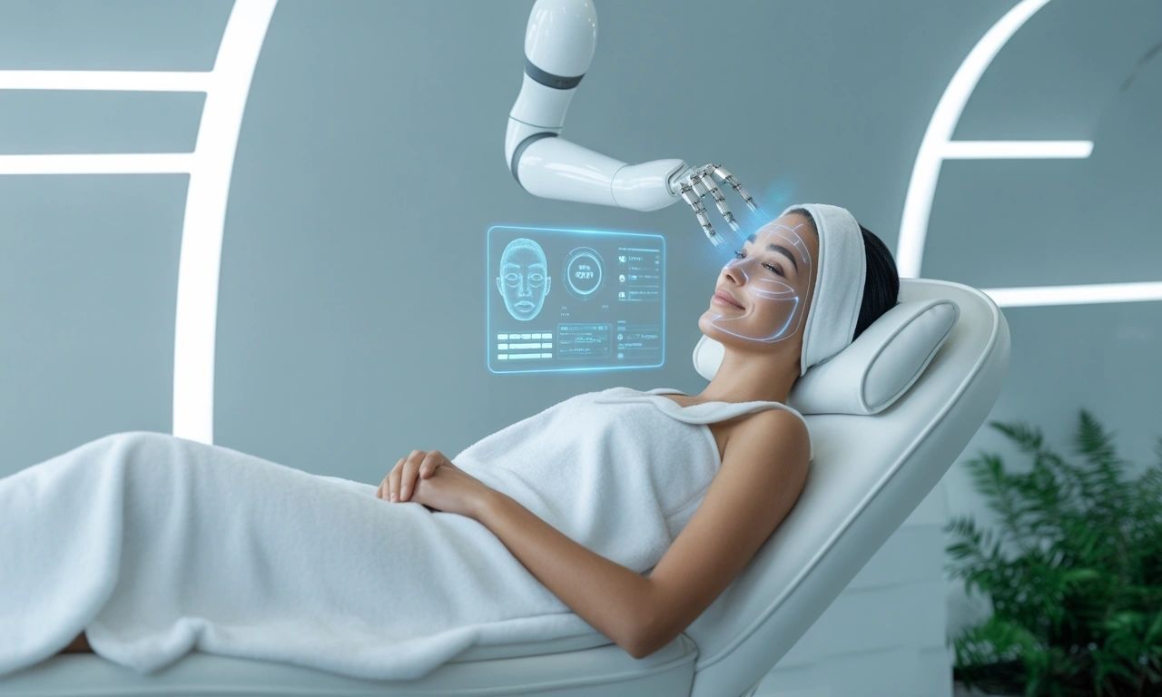 Woman receiving high-tech skincare procedure