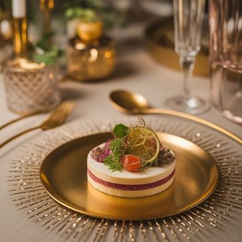 Sophisticated table setting with dessert