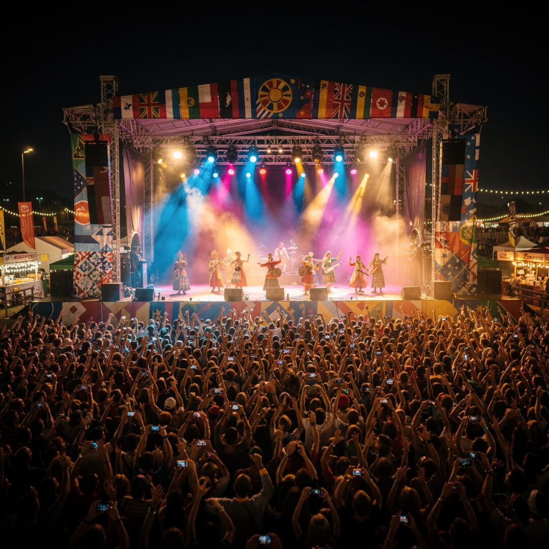 International cultural event showcasing live entertainment, festival production and audience engagement, representing Gold Button International's expertise in UK cultural expansion, event consultancy and international partnerships.