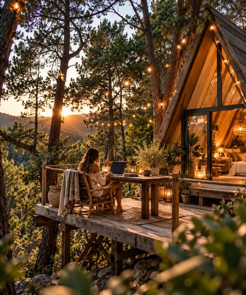 Gold Button Collective Regeneration treehouse workshop in a natural community setting