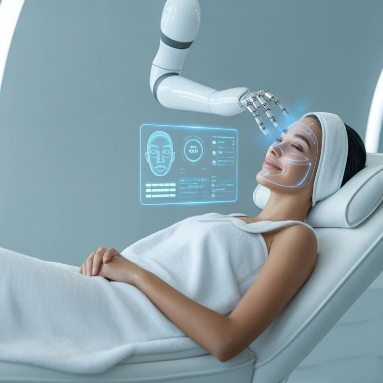 Woman receiving high-tech skincare procedure